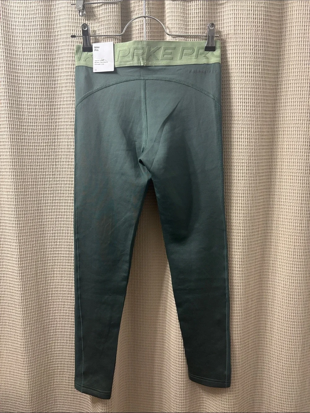 Nike Girls' Dark Teal Leggings with Light Green Waistband